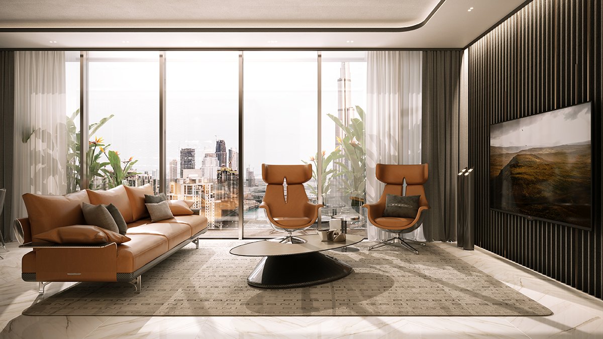 DVT_Living 1 Davinci Tower – Interiors by PAGANI