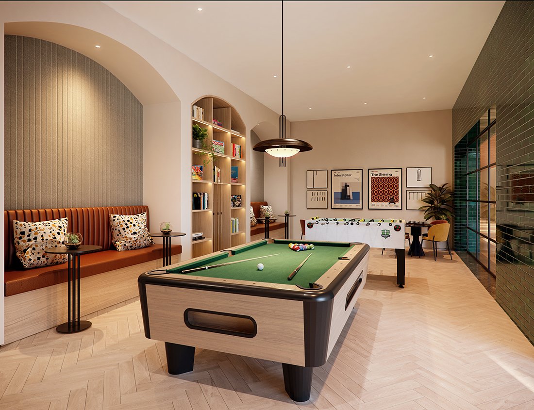 4245_FULTON AND FIFTH_GAMES ROOM_03 Fulton & Fifth Park Side – London | Presented by Global Estates®