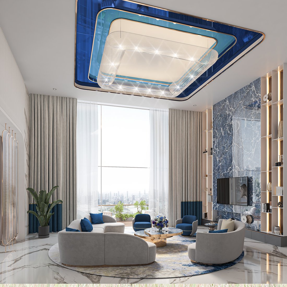 Living room Canal Heights 2 by Damac – Dubai | Presented by Global Estates®